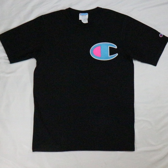 Vtg CHAMPION Oversize Patch Logo Crew T-shirt Sz Small Men Med Wmn - Picture 2 of 8